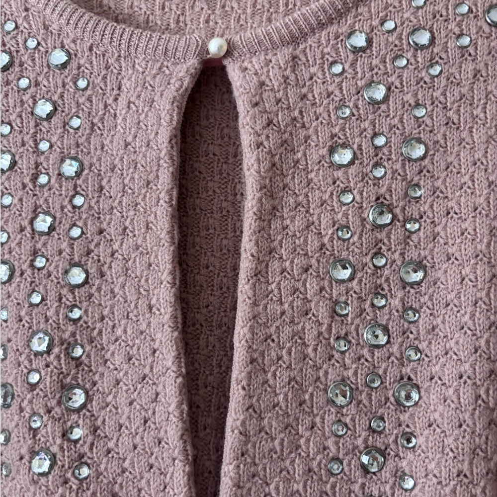 Marc Jacobs Dusty Rose Cropped Wool  Cardigan Embellished Small - Picture 5 of 13